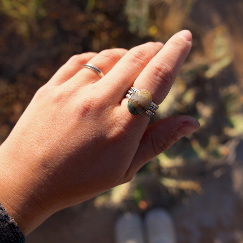 Prudent Man Plume Agate Stacker Ring Set | Finished To Size