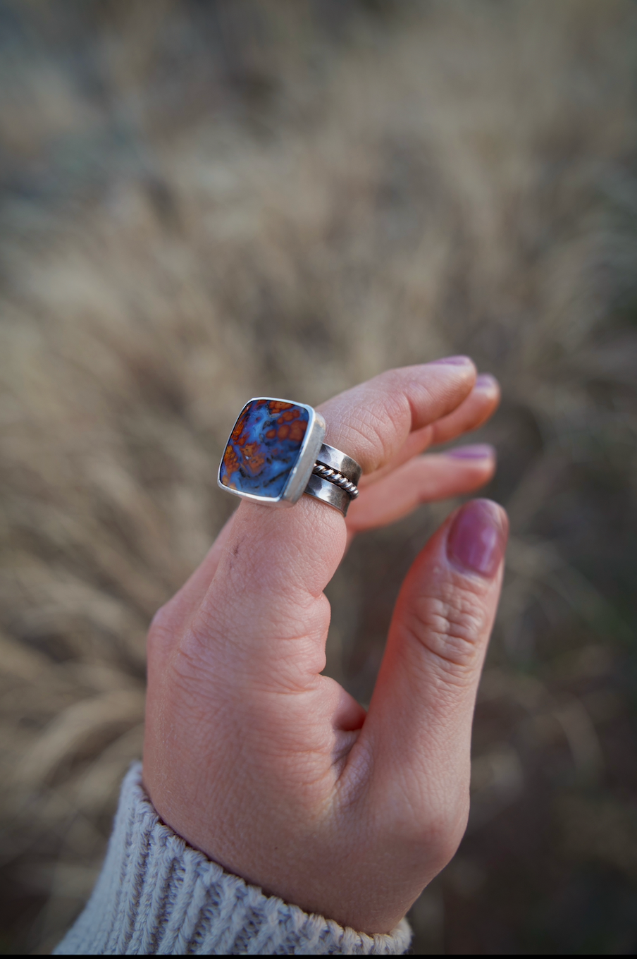 Wingate Plume Agate Ring | Size 8
