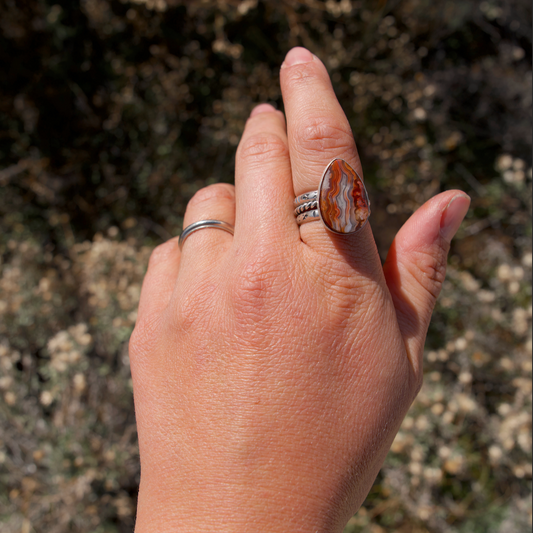 Crazy Lace Agate Stacker Ring Set | Finished To Size