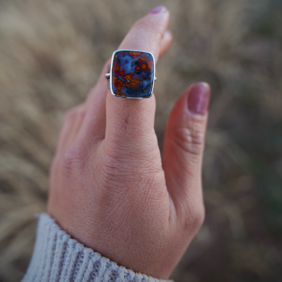 Wingate Plume Agate Ring | Size 8