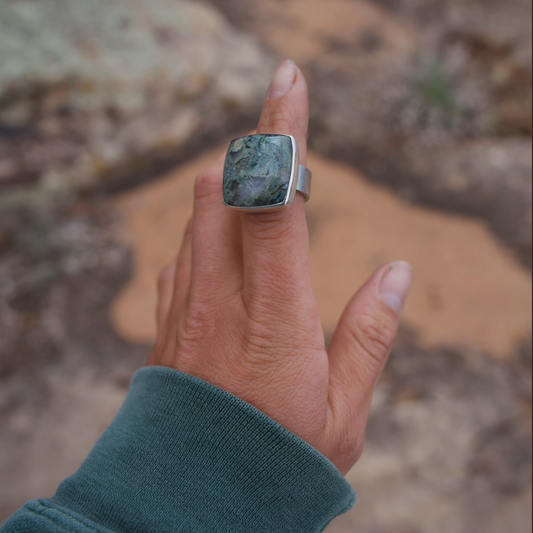 Horse Canyon Moss Agate Ring | Size 7