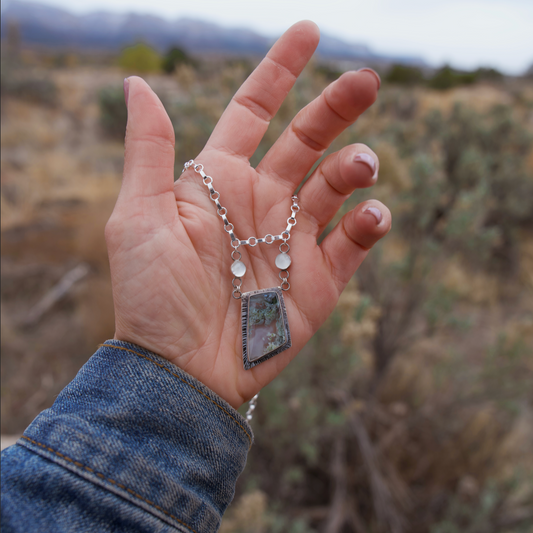 The Enchanted Forest Chain | Ochoco Moss Agate & Moonstone